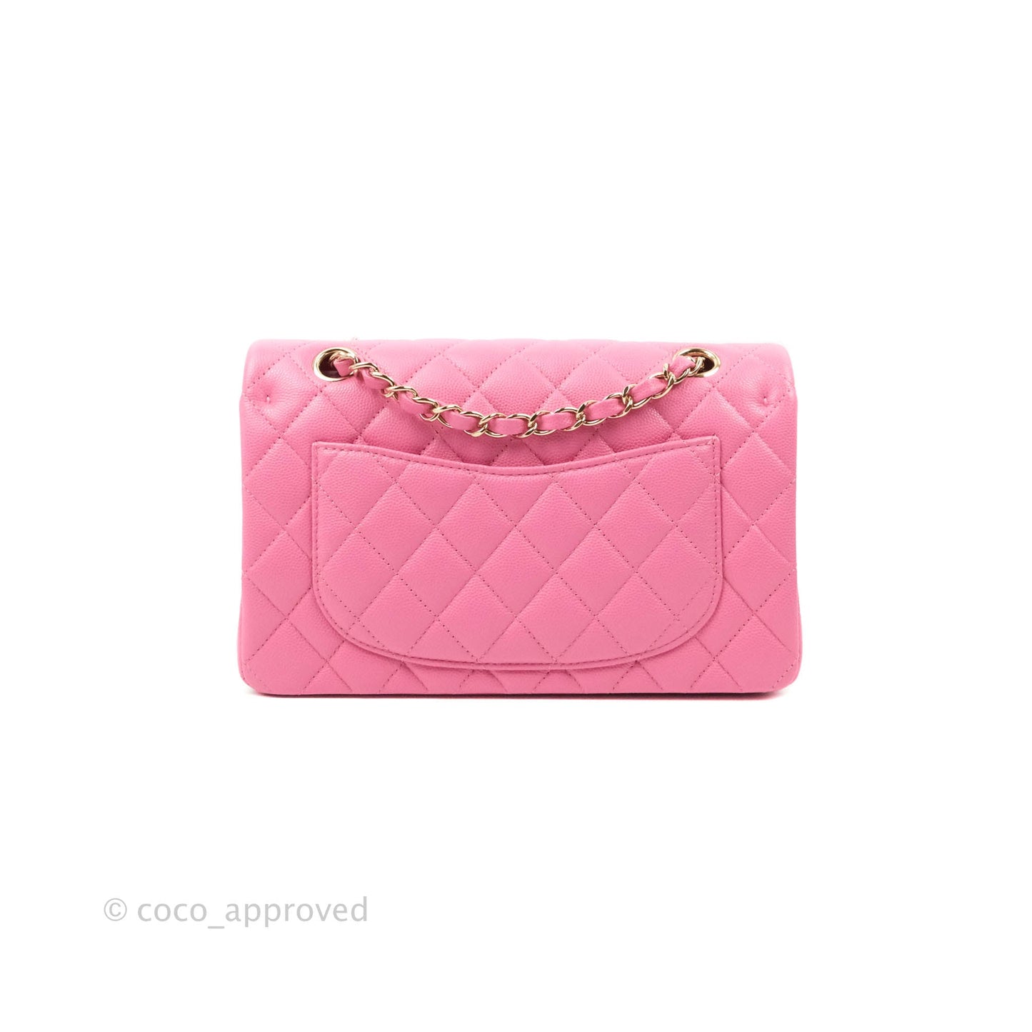 Chanel Classic Quilted S/M Small Double Flap Pink Caviar Gold Hardware 21P