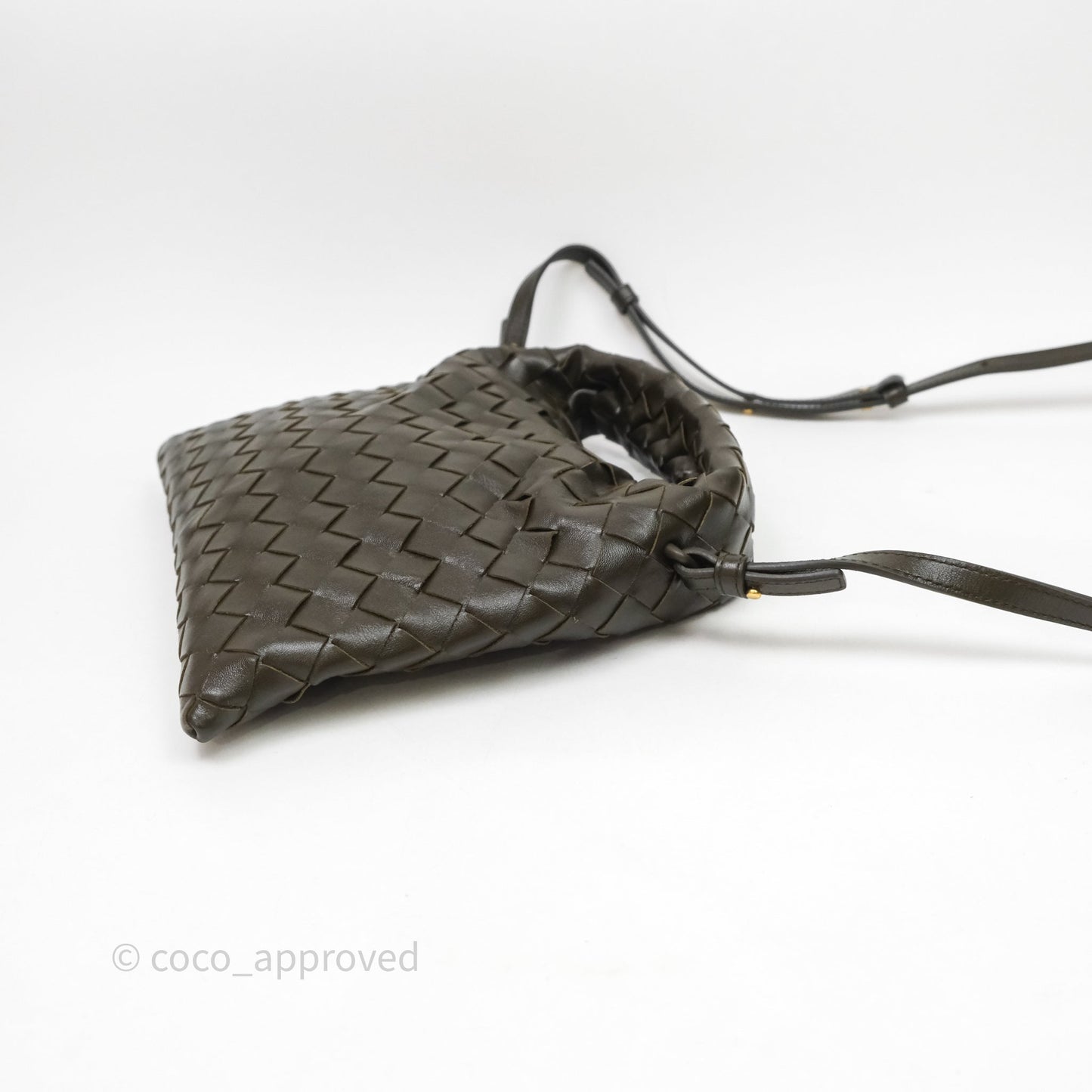Bottega Veneta Mini Hop Khaki Intrecciato Leather