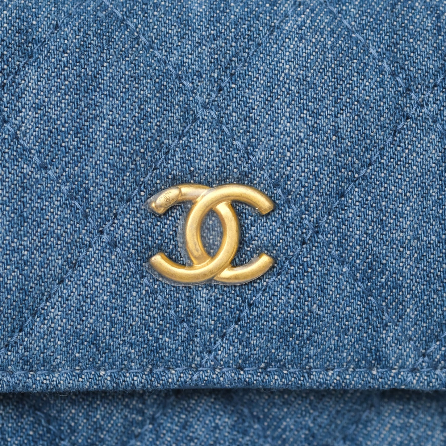 Chanel Mini Pearl Crush Clutch With Chain Belt Bag Denim Aged Gold Hardware