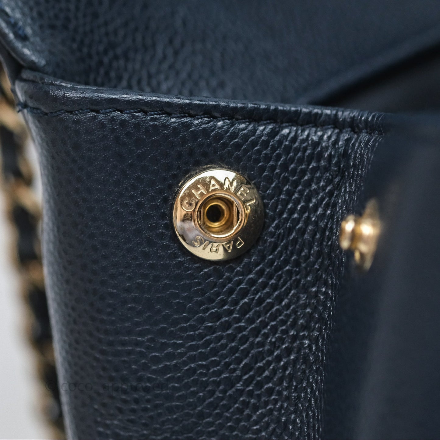 Chanel Quilted Small Business Affinity Flap Navy Caviar Gold Hardware