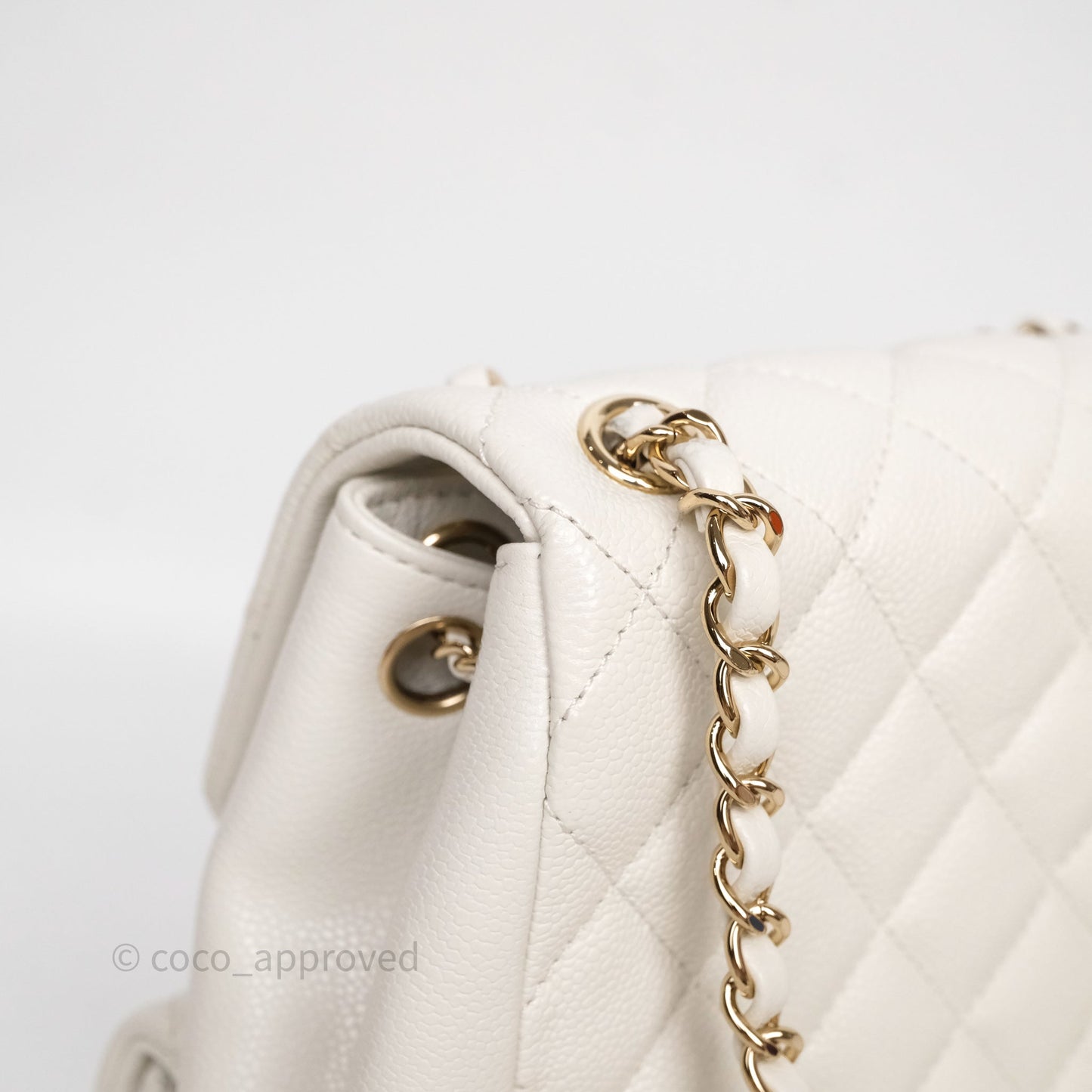 Chanel Duma Backpack Medium White Caviar Gold Hardware