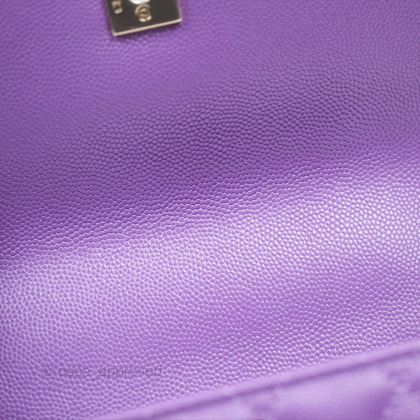 Chanel Quilted Mini Coco Handle Caviar Purple Gold Hardware