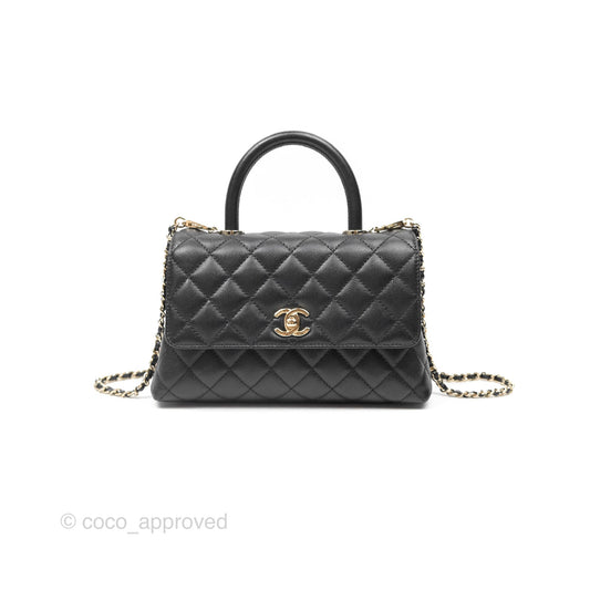 Chanel Small Coco Handle Quilted Black Caviar Gold Hardware