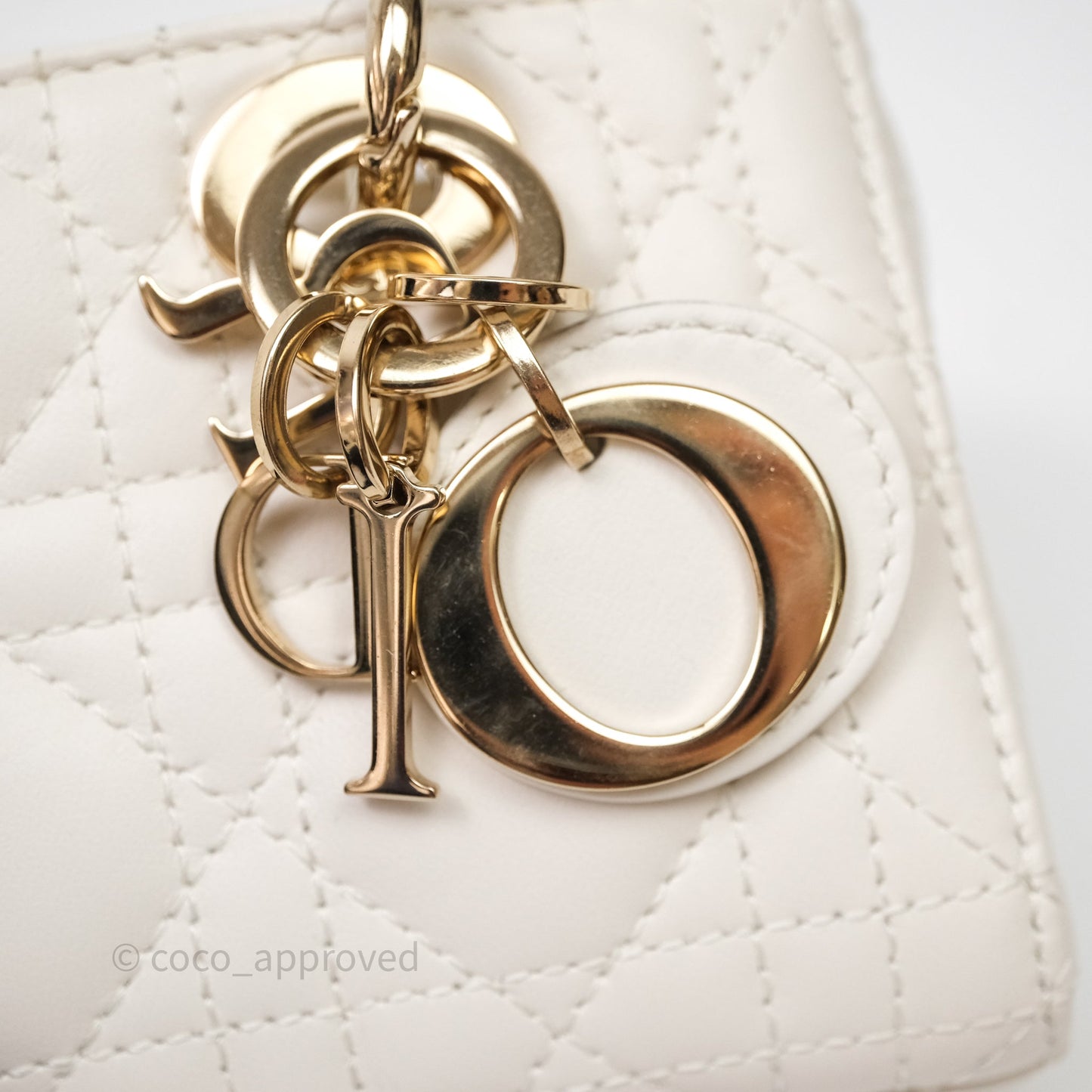 Christian Dior Micro Lady D-Joy Bag Latte Cannage Lambskin Gold Hardware