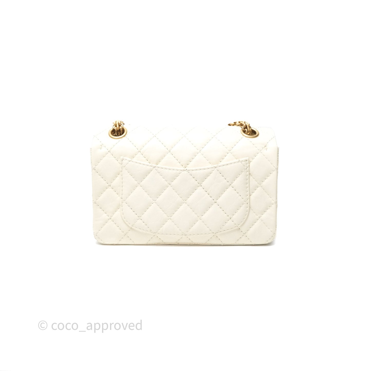Chanel Mini Reissue 224 White Ivory Aged Calfskin Aged Gold Hardware