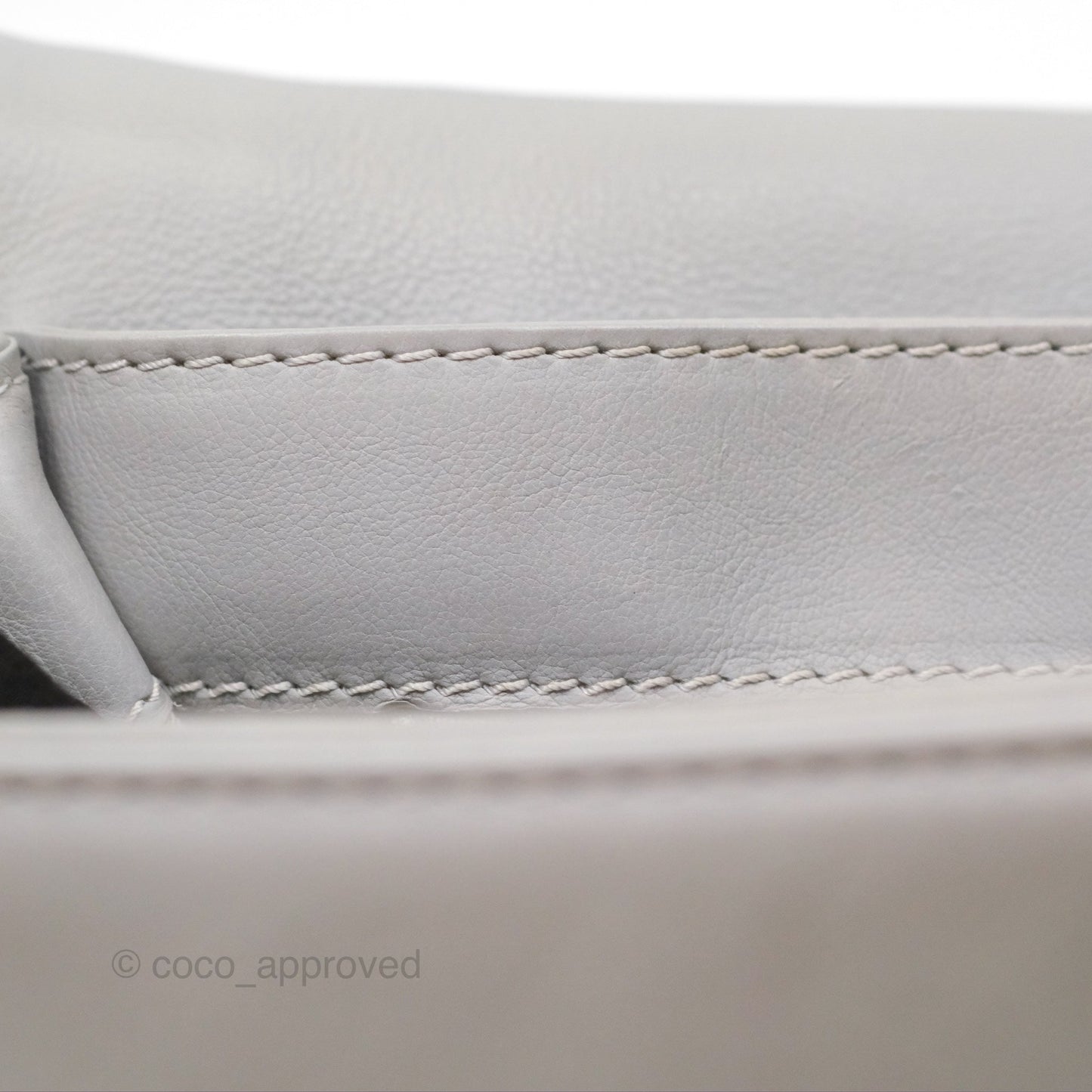 Chanel Medium Boy Reverso Flap Light Grey Calfskin Ruthenium Hardware