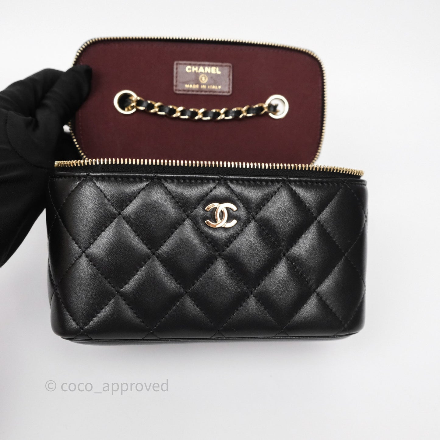 Chanel Classic Vanity with Chain Black Lambskin Gold Hardware