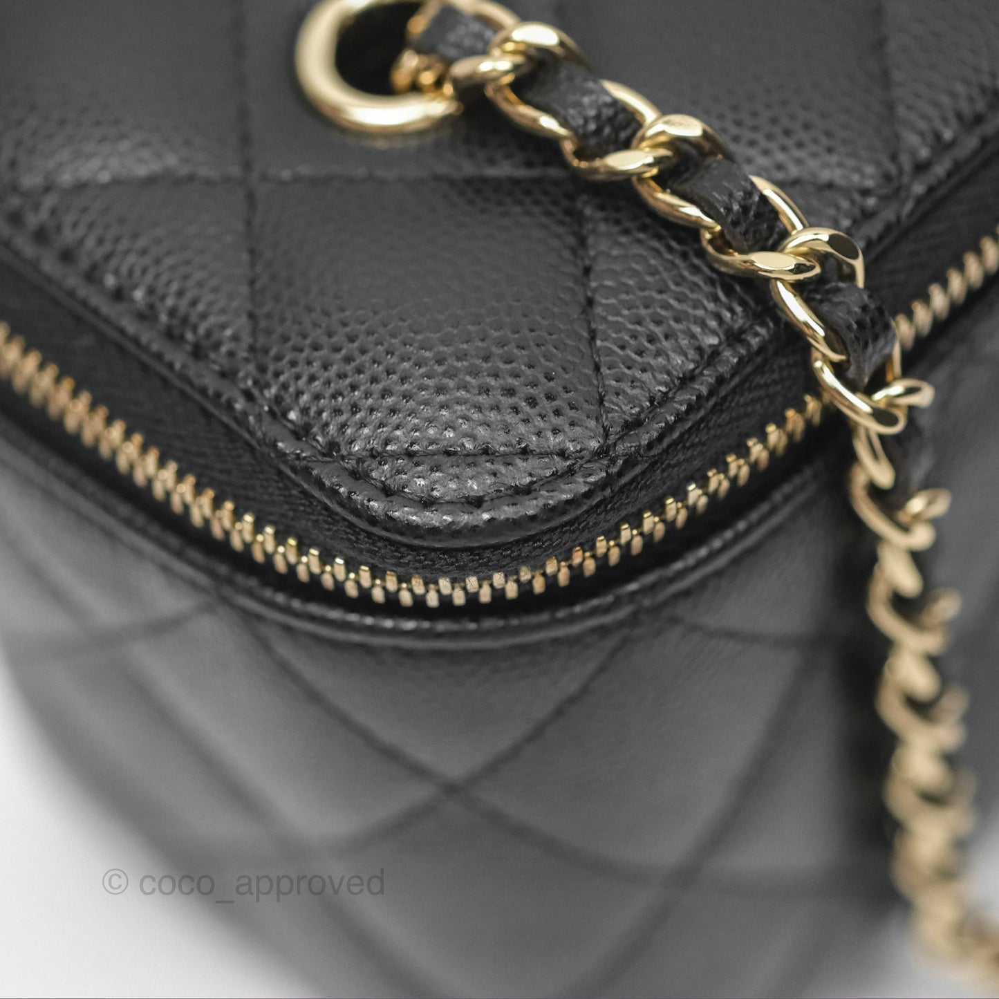 Chanel Vanity Rectangular With Chain Black Caviar Gold Hardware
