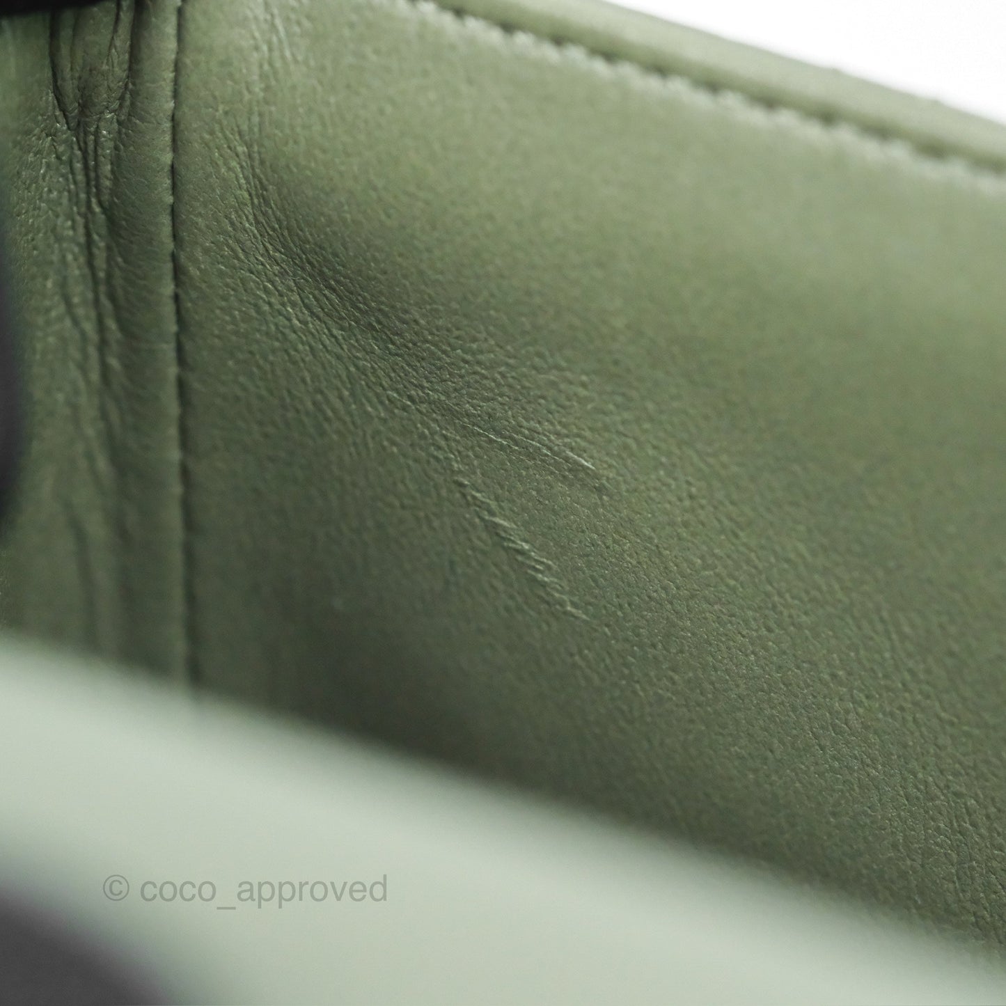 Chanel Mini Square Flap Quilted Olive Green Lambskin Gold Hardware