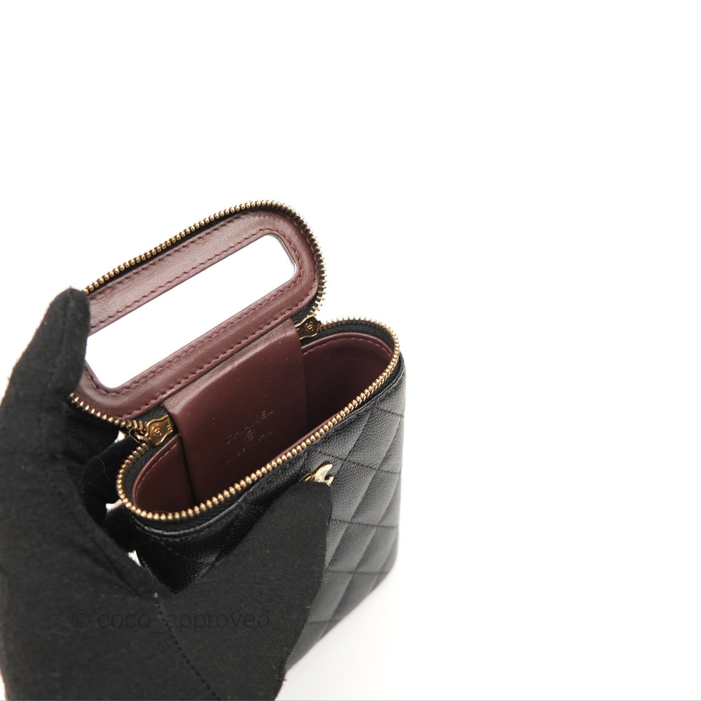 Chanel Classic Mini Vanity With Chain Black Caviar Gold Hardware