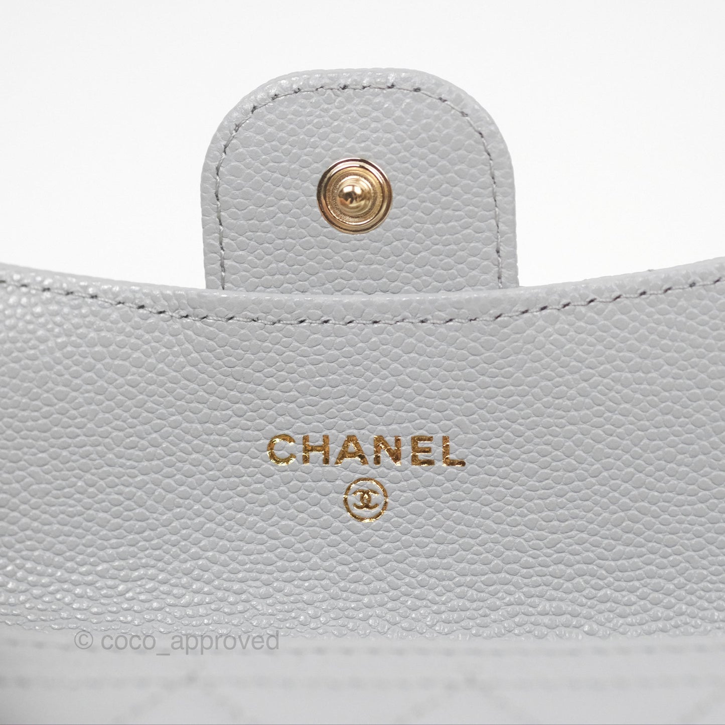 Chanel Quilted Flap Card Holder Caviar Grey Gold Hardware