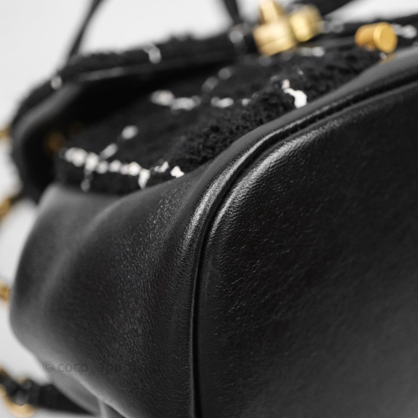 Chanel Duma Backpack Black Tweed Aged Gold Hardware