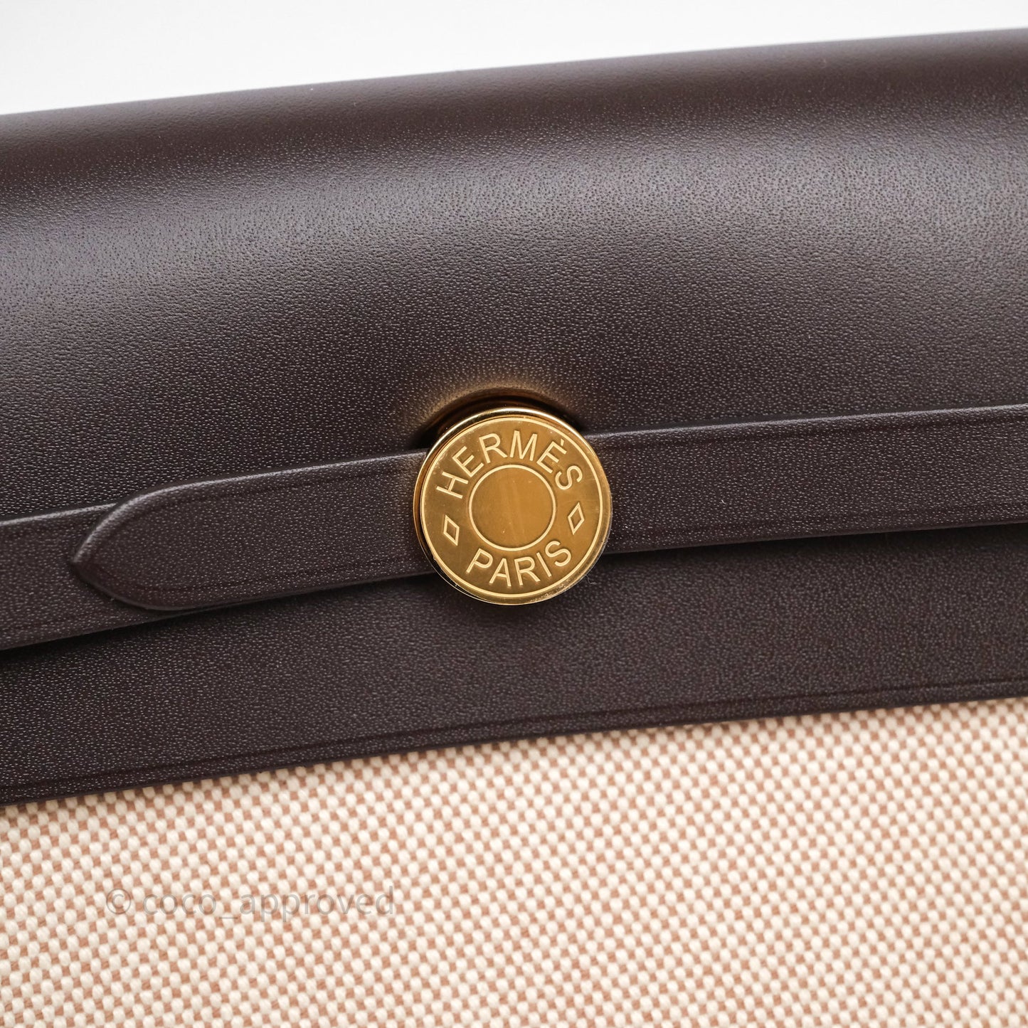 Hermès Herbag Zip 20 Mini Ecru Beige 14/ Ebene 46 Canvas Gold Hardware