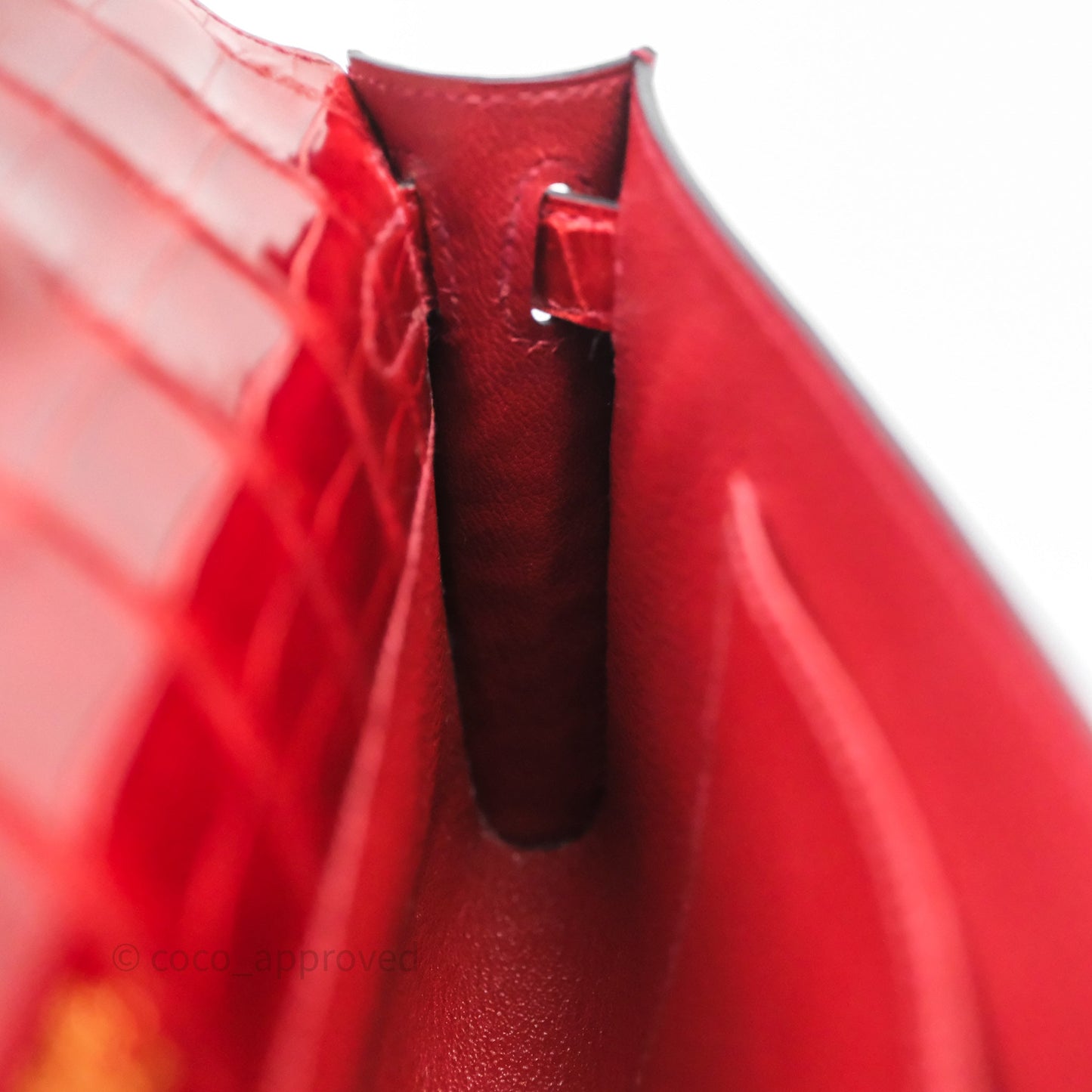 Hermes Kelly Cut Rouge H Shiny Niloticus Crocodile Gold Hardware