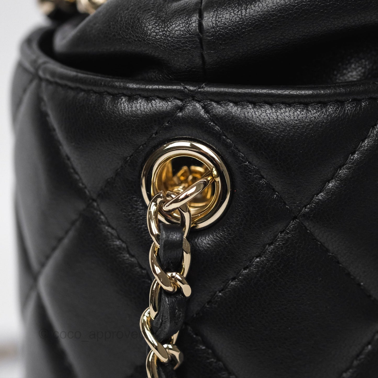 Chanel Small Bucket With Chain Black Lambskin Gold Hardware 21A