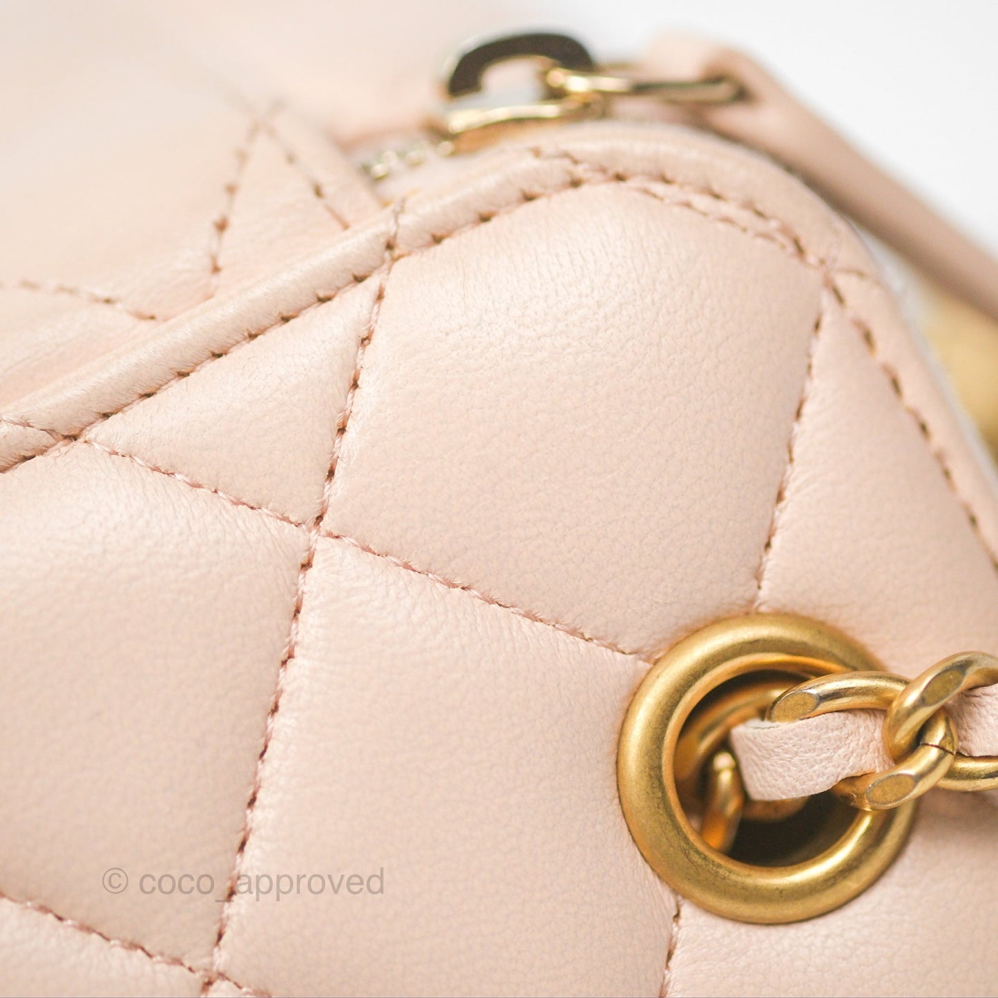 Chanel Classic Mini Pearl Crush Vanity With Chain Light Pink Lambskin Aged Gold Hardware