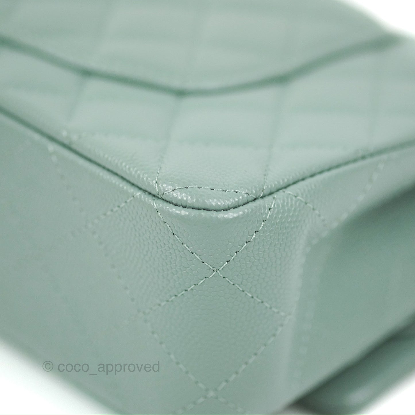 Chanel Classic M/L Medium Flap Quilted Tiffany Green Caviar Gold Hardware