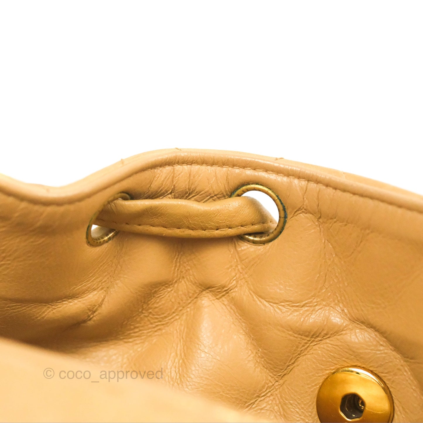 Chanel Vintage CC Duma Backpack Beige Lambskin 24K Gold Hardware