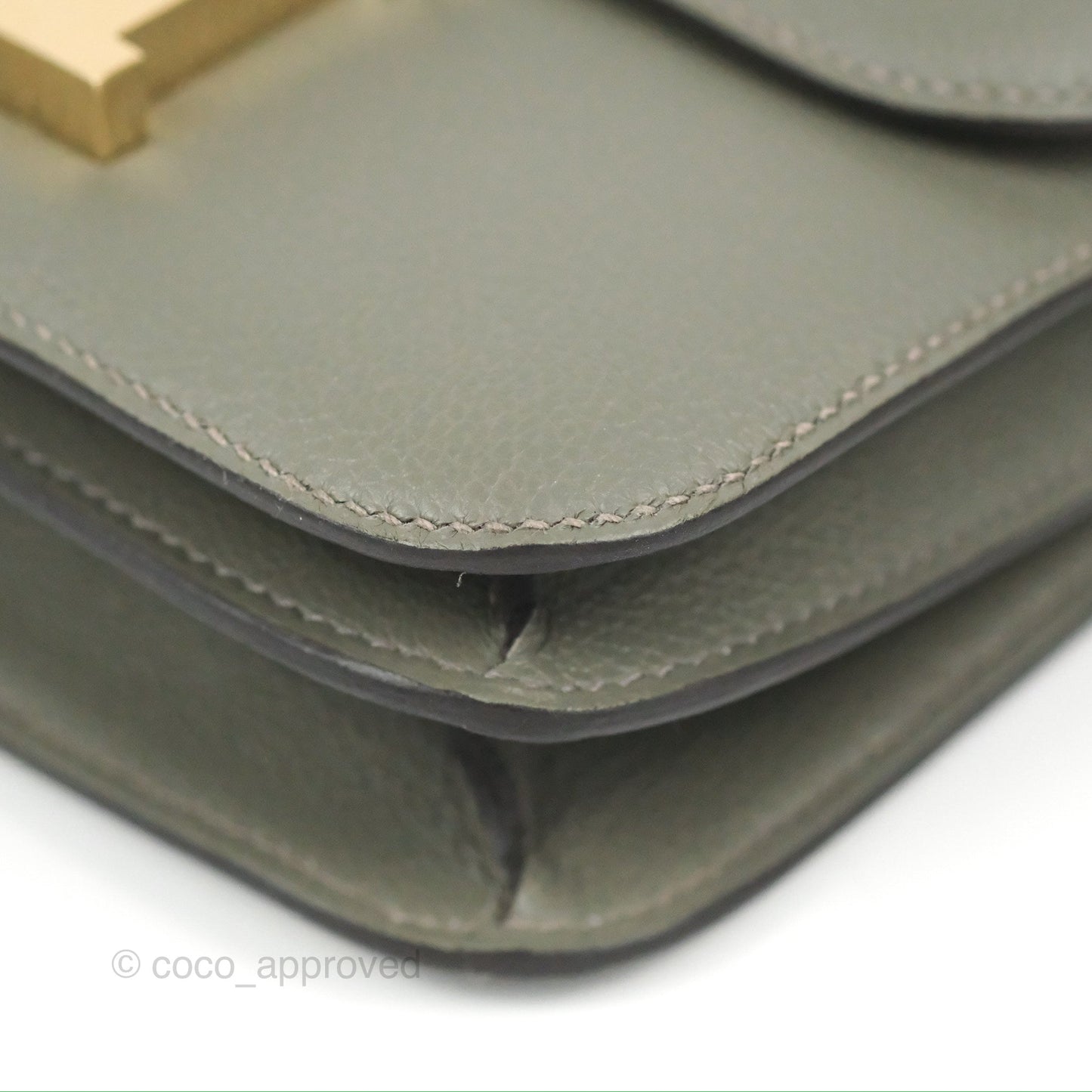 Hermès Constance Mini 18cm with Mirror Gris Meyer 0L/Gris Pale M4 Evercolor Gold Hardware
