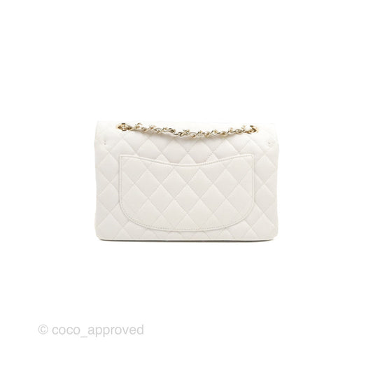 Chanel Small Classic Quilted Flap White Caviar Gold Hardware