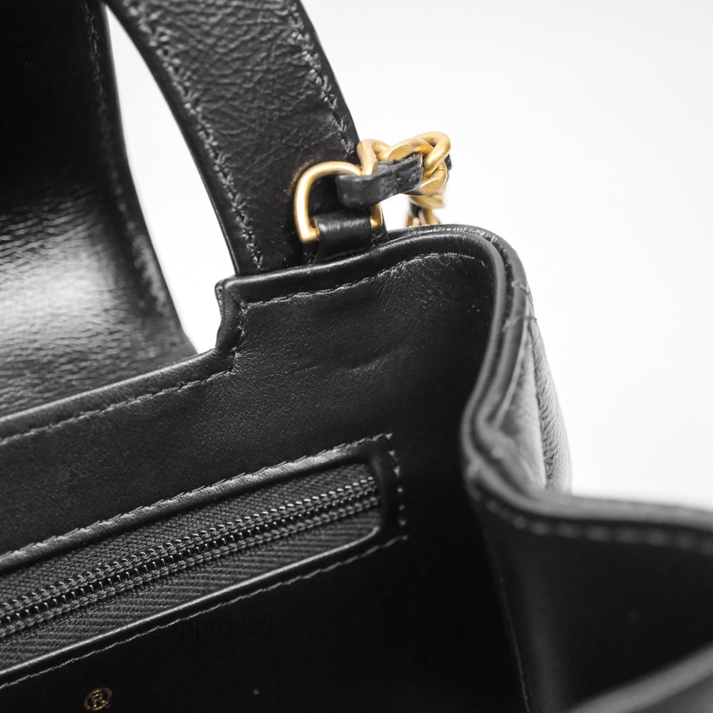 Chanel Kelly Bag Quilted Black Shiny Crumpled Calfskin Aged Gold Hardware