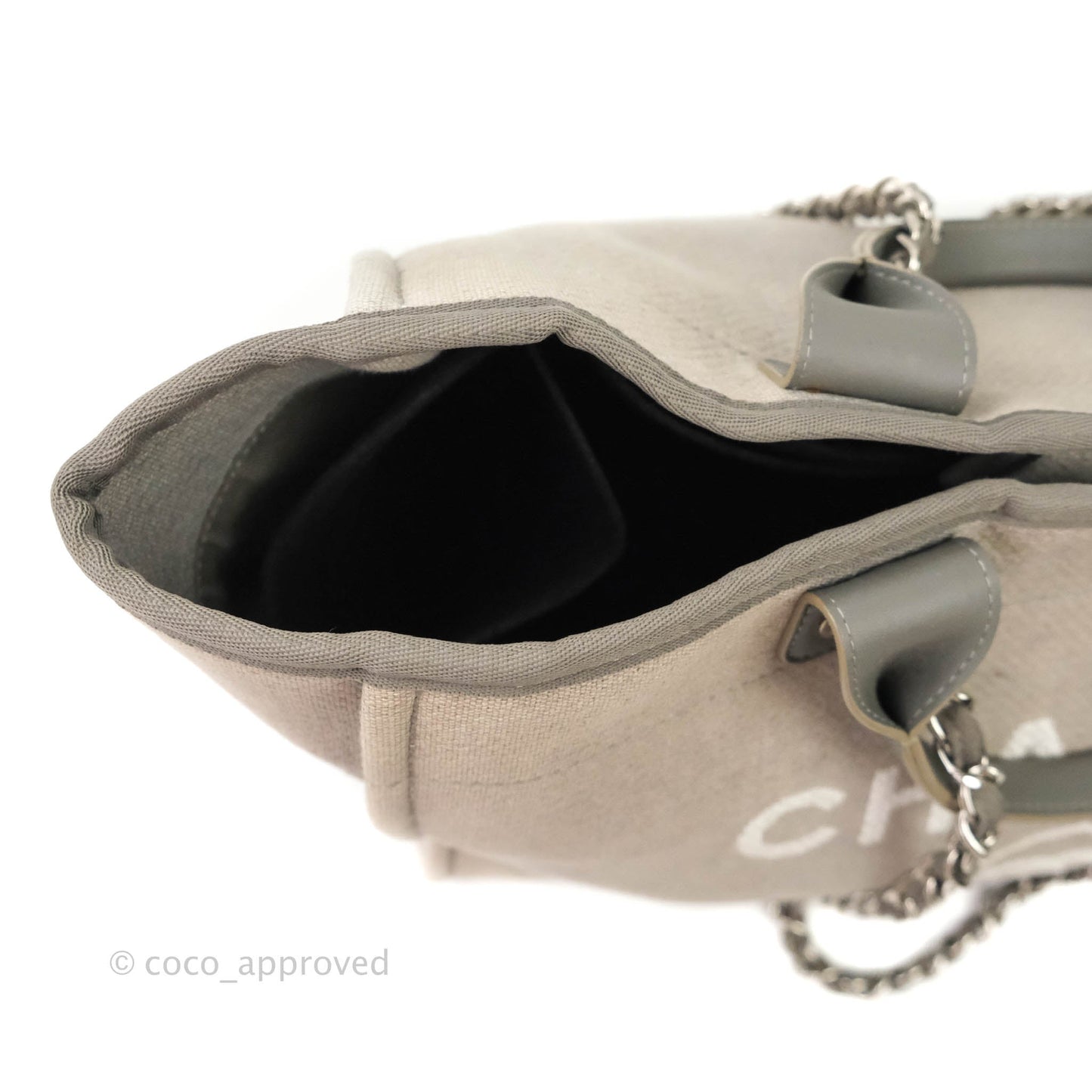 Chanel Large Deauville Grey Canvas Silver Hardware