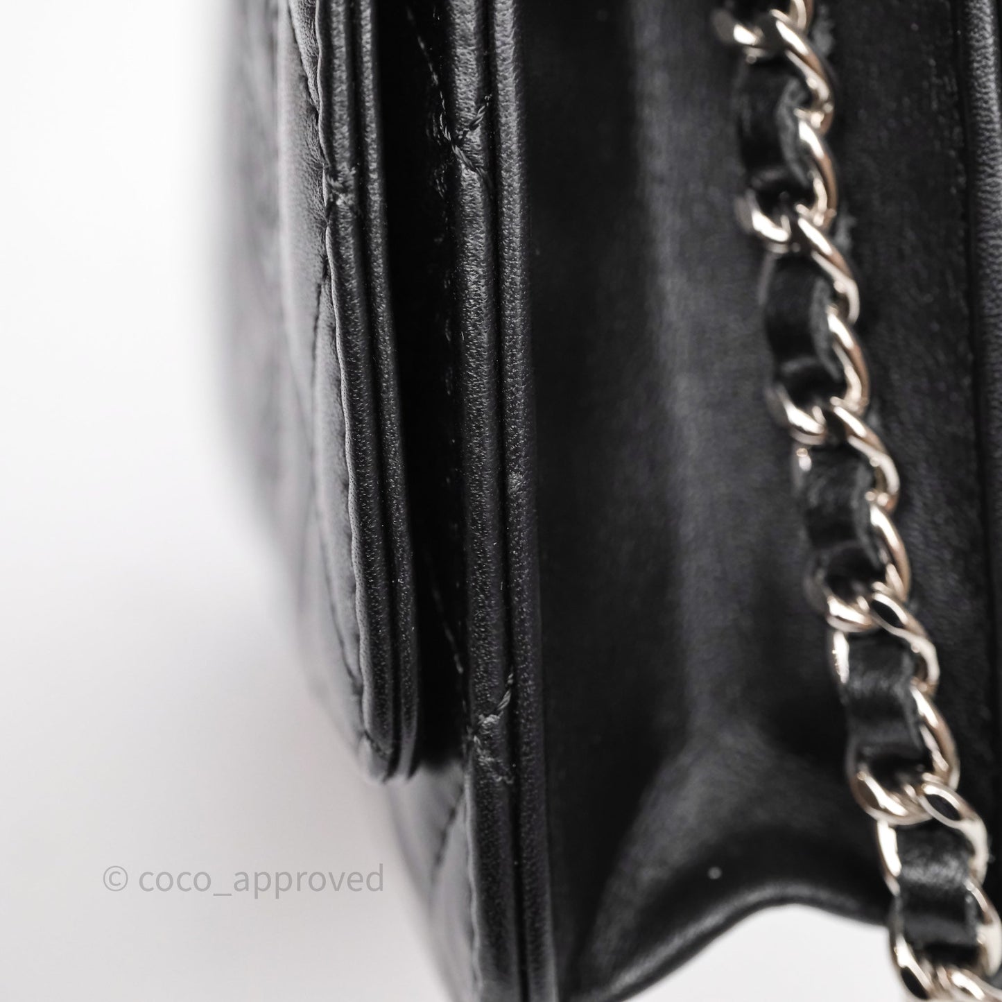 Chanel Cambon Line Wallet On Chain Black Lambskin Bag Silver Hardware