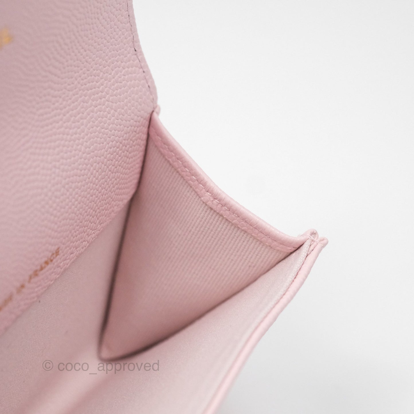 Chanel Quilted Flap Card Holder Caviar Pink Gold Hardware