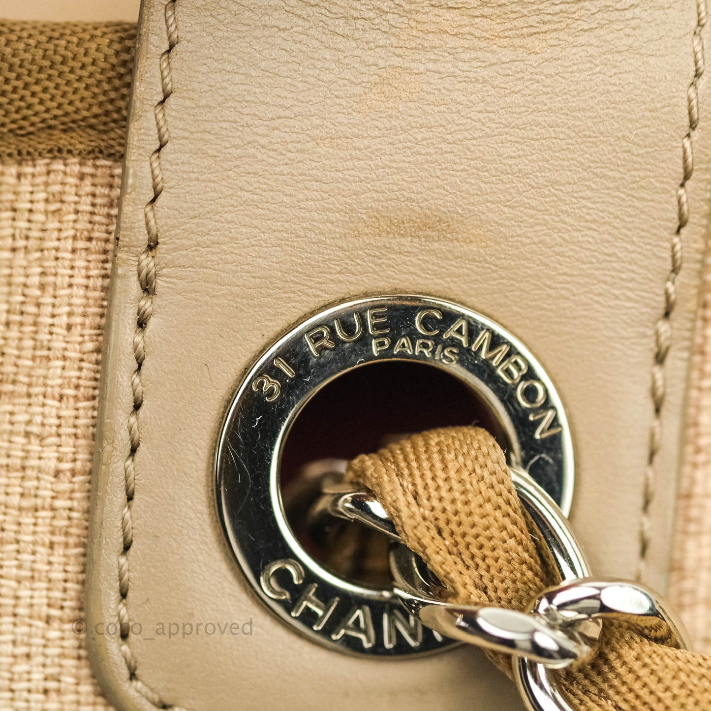 Chanel Large Deauville Beige Canvas Silver Hardware