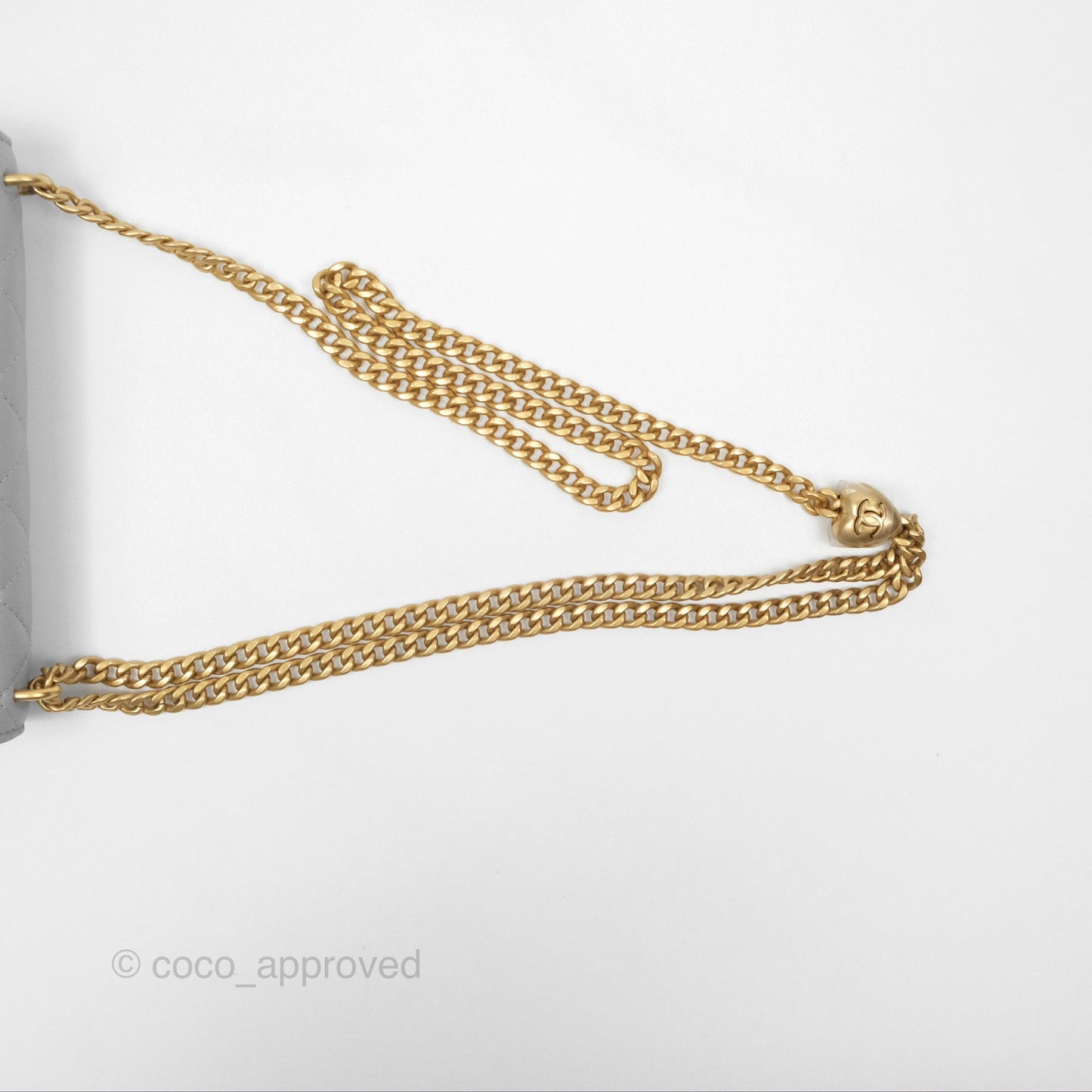 Chanel Heart Adjustable Chain WOC Grey Caviar Aged Gold Hardware