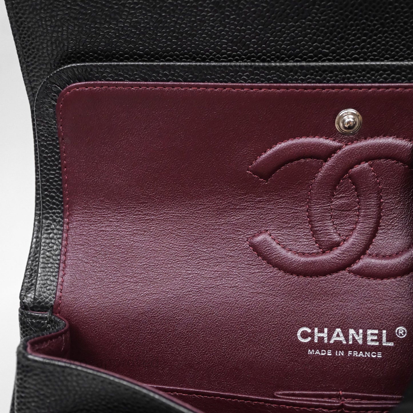 Chanel Classic M/L Medium Flap Quilted Black Caviar Silver Hardware