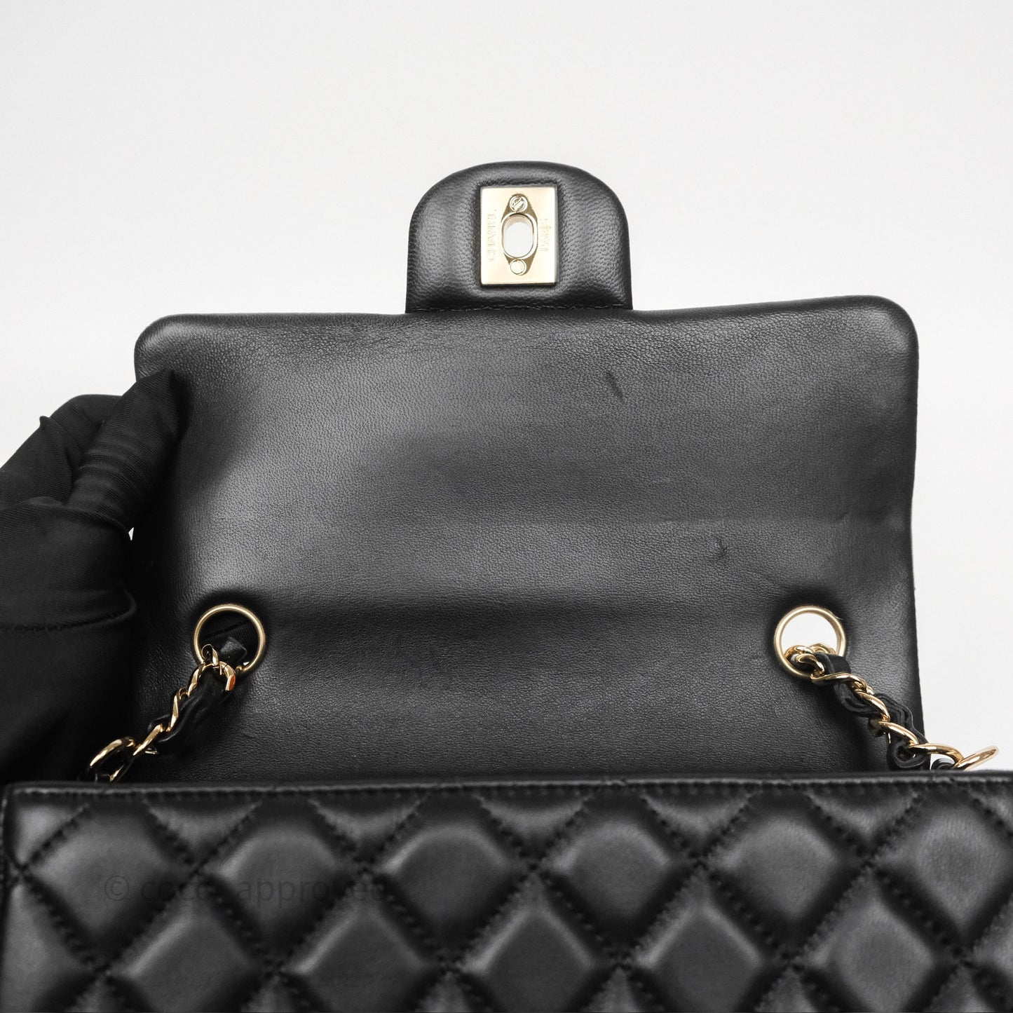 Chanel Mini Rectangular Quilted Black Lambskin Gold Hardware