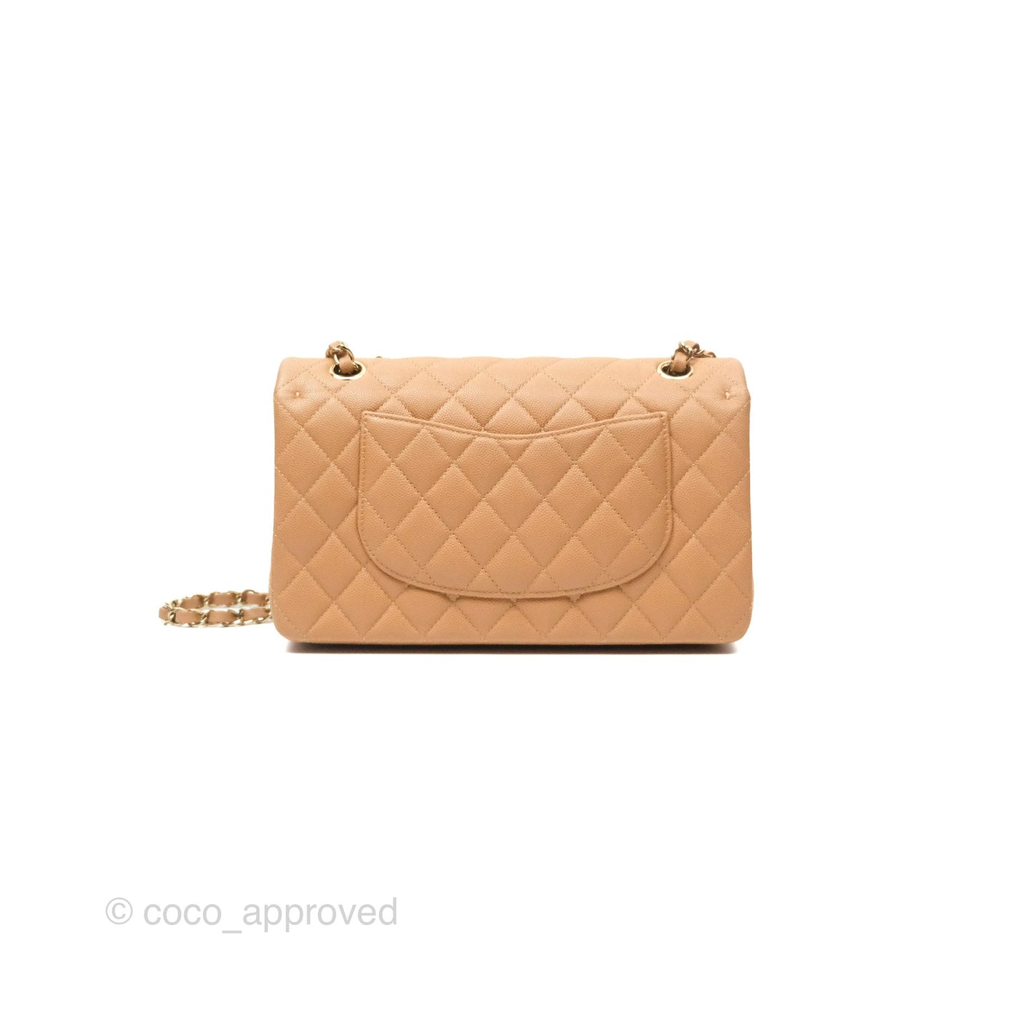 Chanel Classic M/L Medium Flap Quilted Beige Caviar Gold Hardware 23P