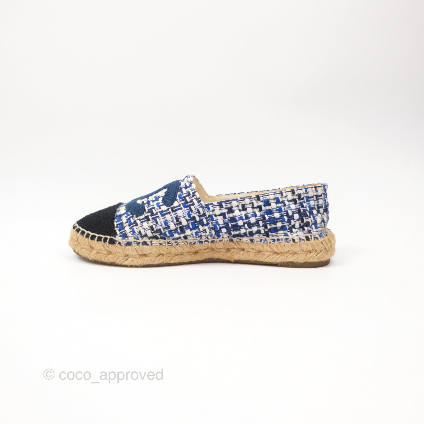 Chanel Espadrille Blue Tweed Size 38