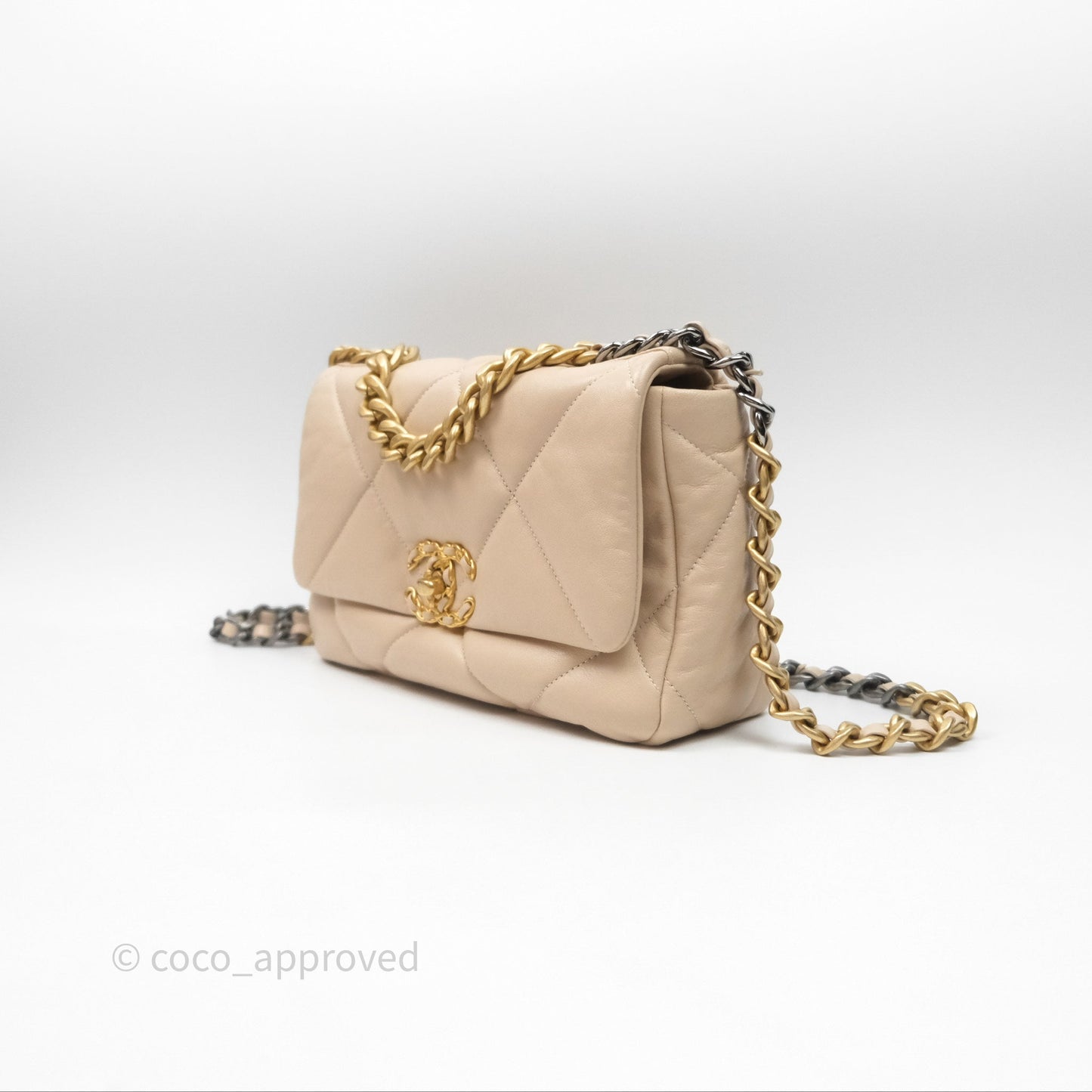 Chanel 19 Small Beige Mixed Hardware