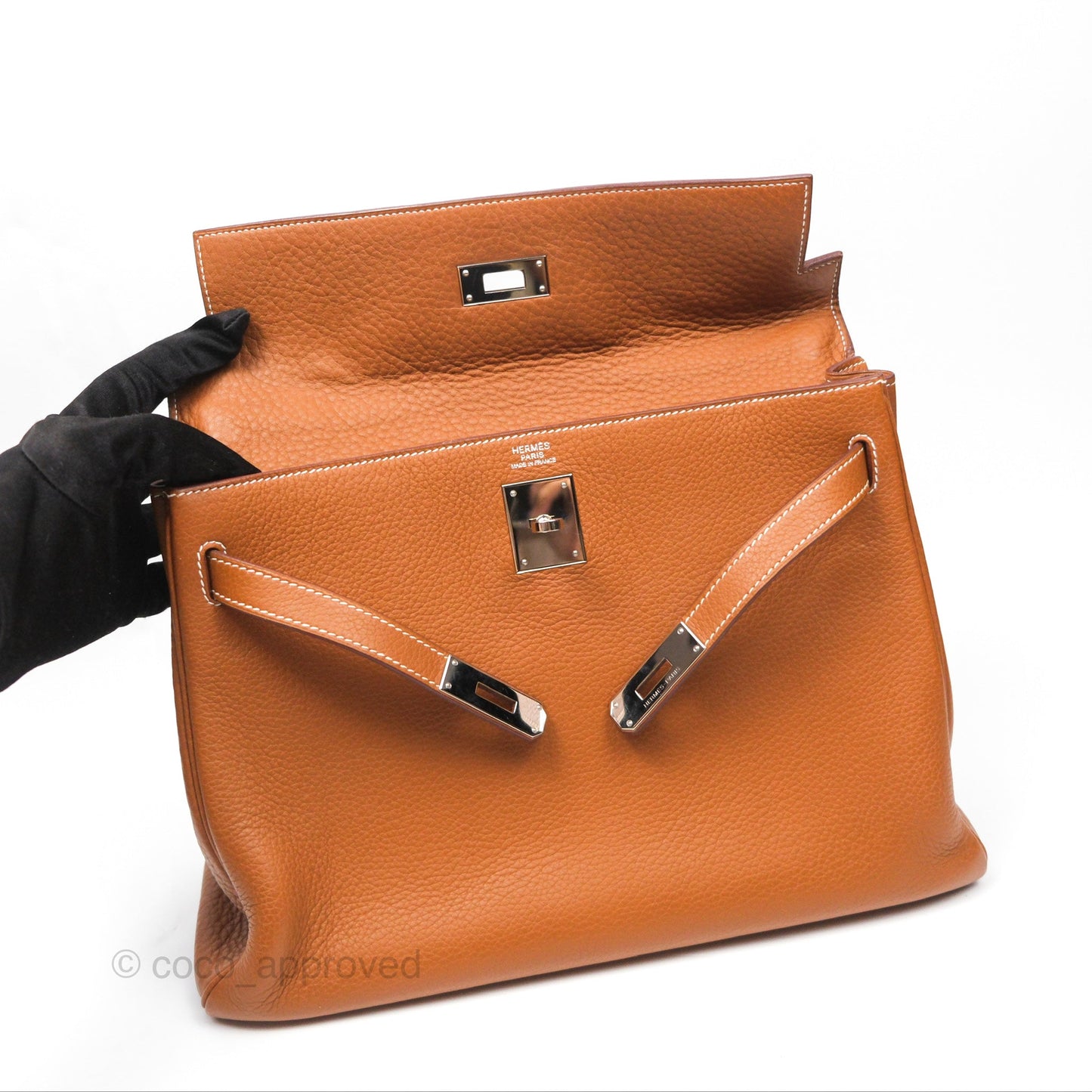 Hermès Kelly 32 Retourne Gold Togo Palladium Hardware