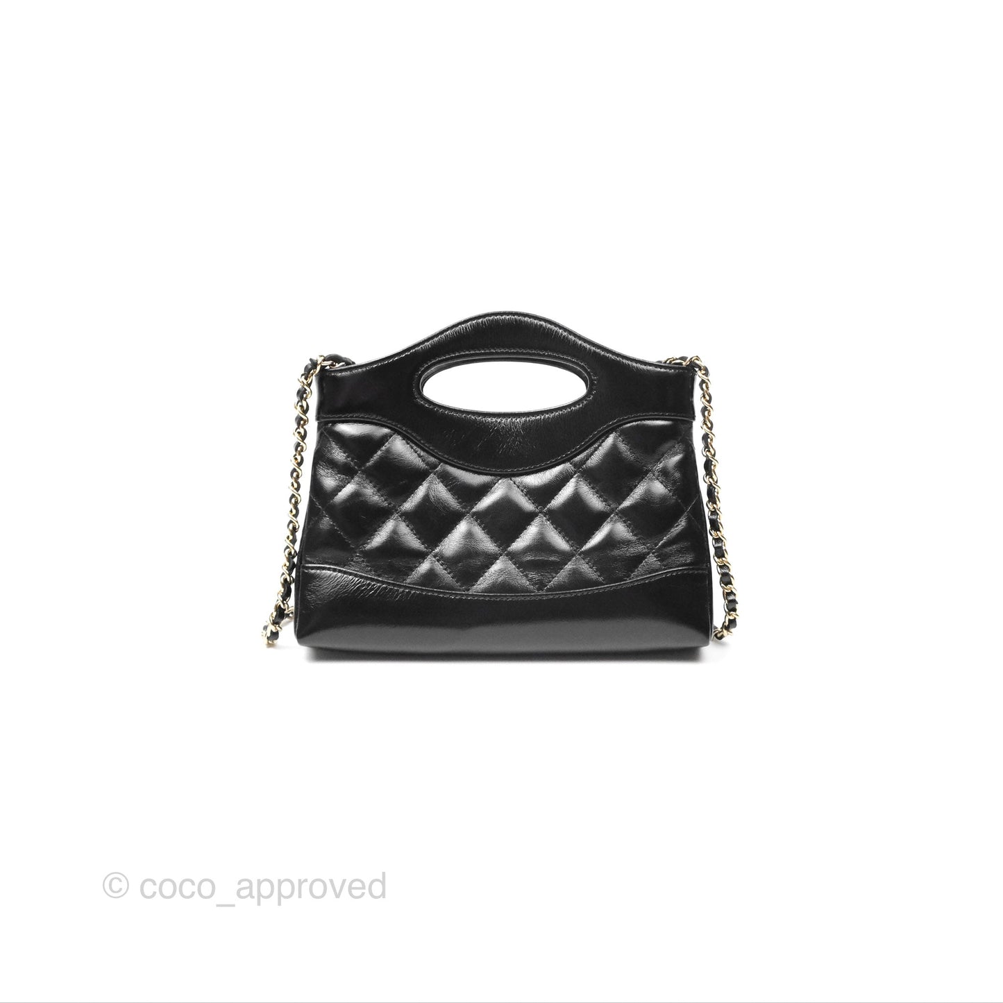 Chanel Nano 31 Black Shiny Lambskin Gold Hardware