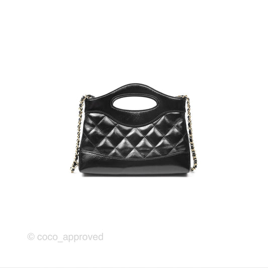 Chanel Nano 31 Black Shiny Lambskin Gold Hardware