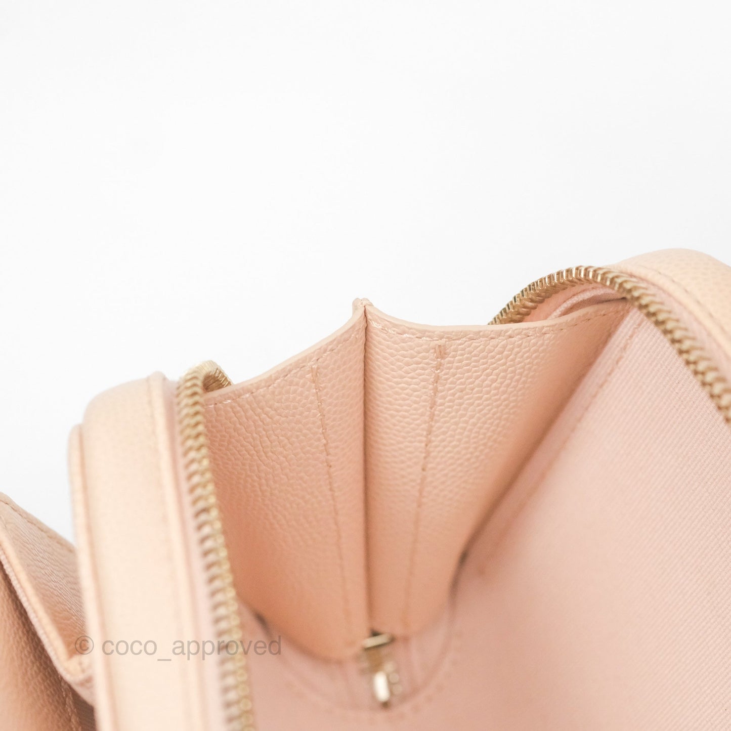 Chanel Quilted Small Like The Wallet Flap Light Beige Pink Caviar Light Gold Hardware 22C