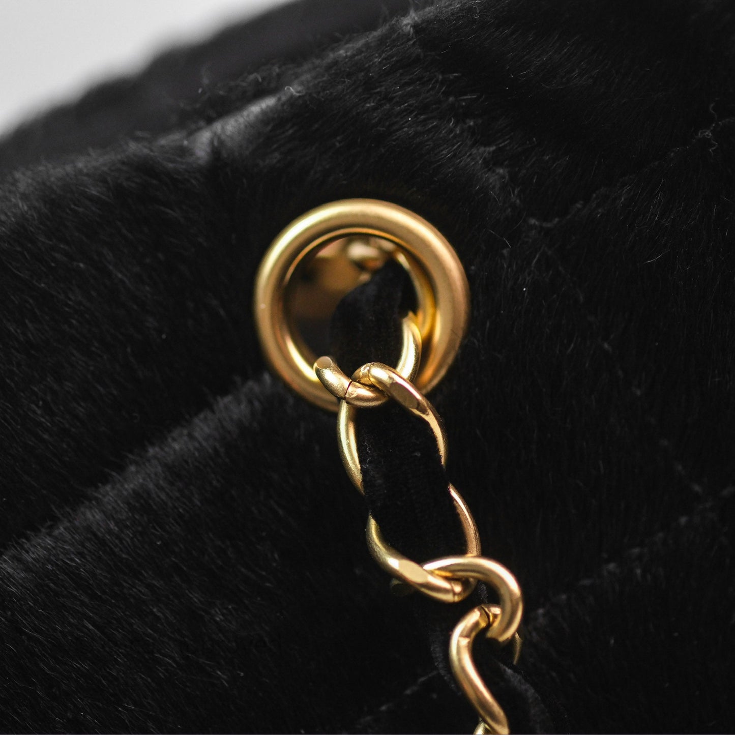Chanel Vintage Quilted Drawstring Tote Bag Pony Hair Velvet Gold Hardware