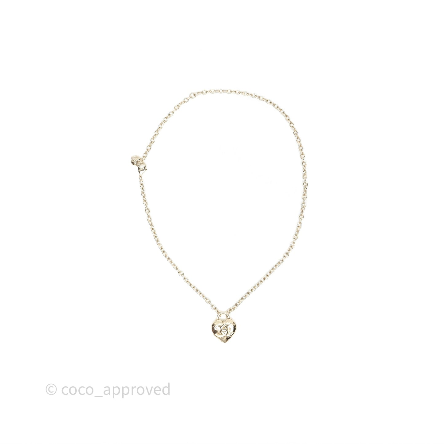 Chanel Heart CC Necklace Gold Tone 22B