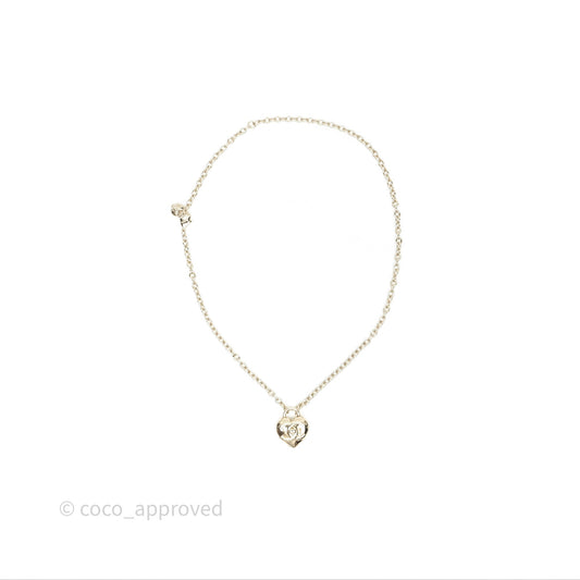 Chanel Heart CC Necklace Gold Tone 22B