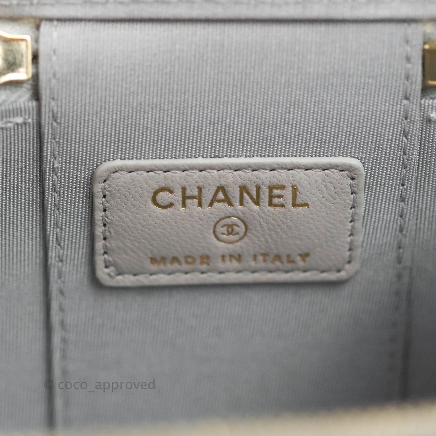 Chanel Small Vanity With Chain Grey Lambskin Aged Gold Hardware