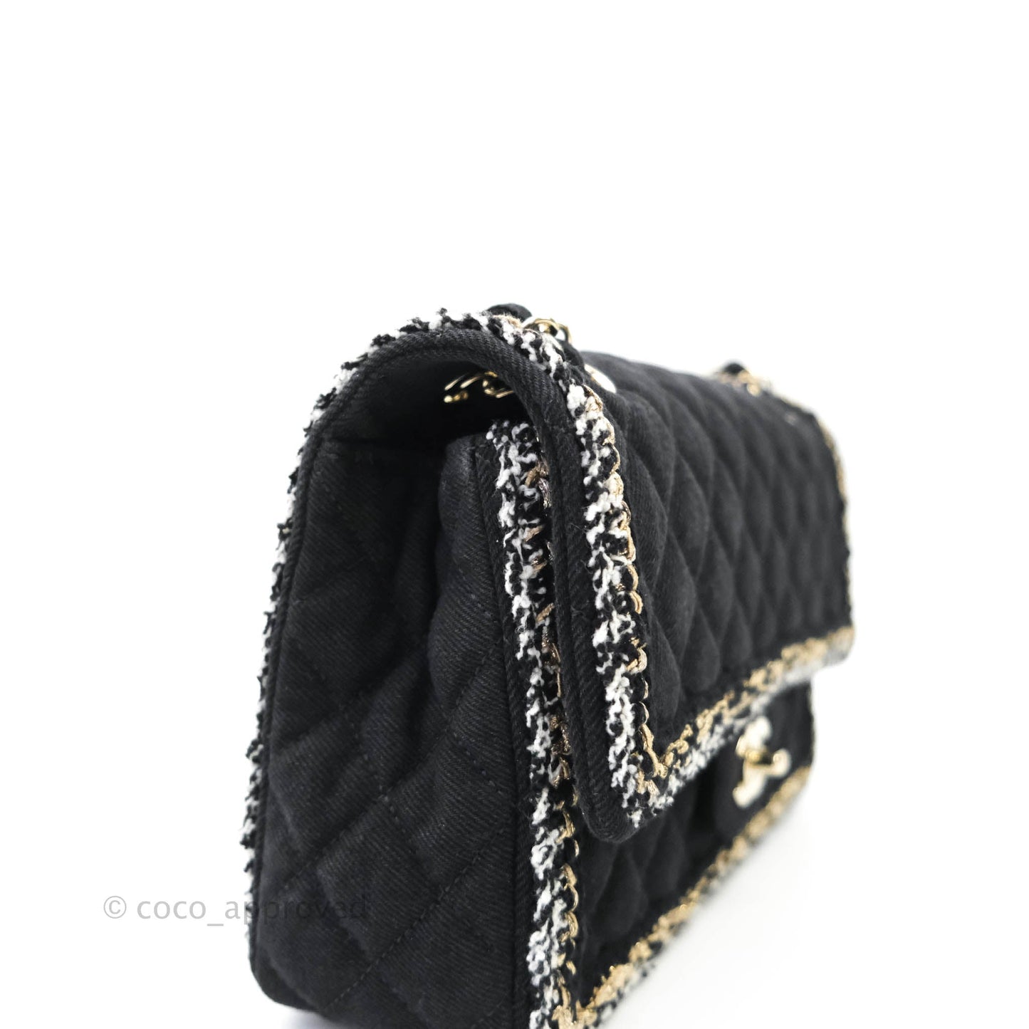 Chanel Classic Flap Bag Black Denim Braided Gold Hardware 18A