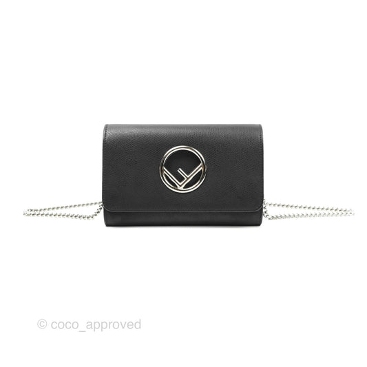 Fendi Kan I Wallet on Chain Black Silver Hardware
