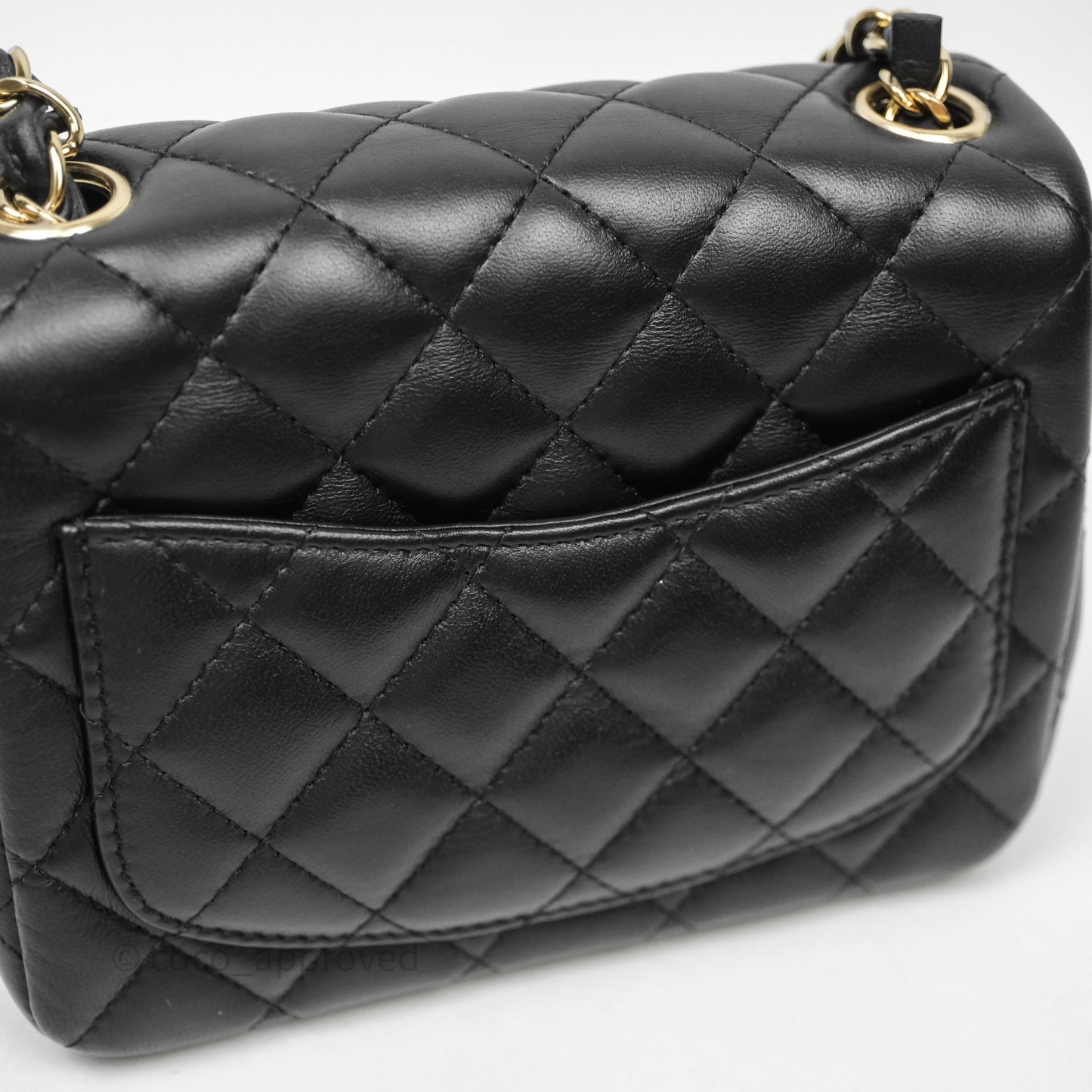 Chanel Mini Square Quilted Black Lambskin Gold Hardware