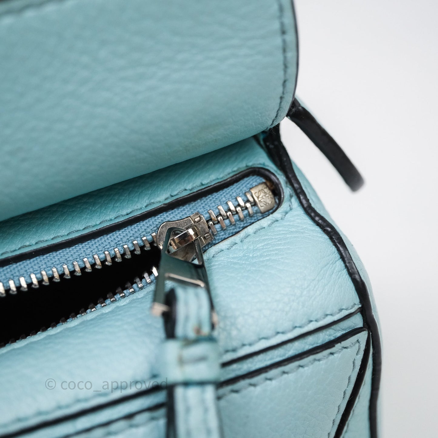 Loewe Mini Puzzle Bag Light Blue Calfskin Silver Hardware