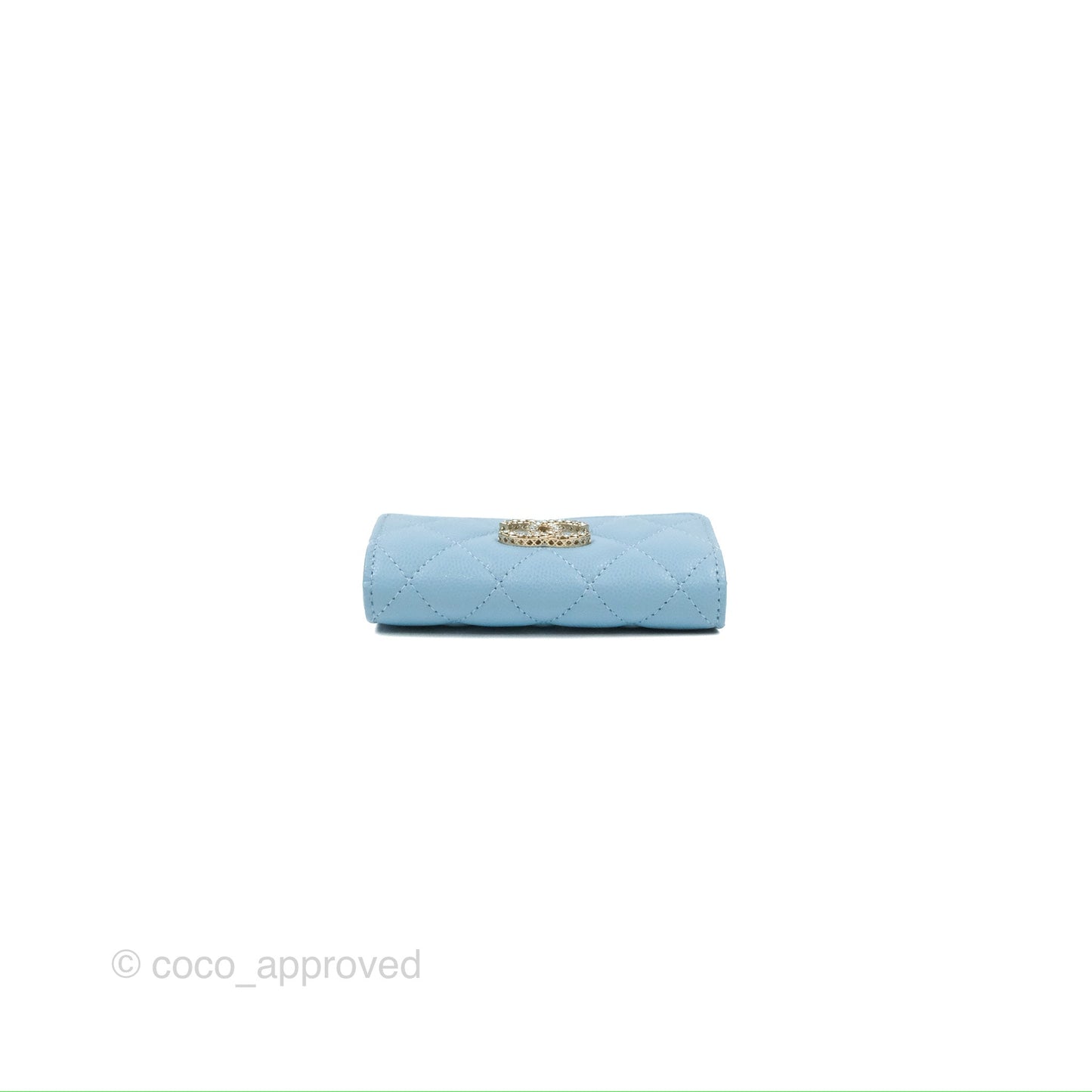 Chanel Crystal CC Quilted Flap Card Holder Blue Caviar