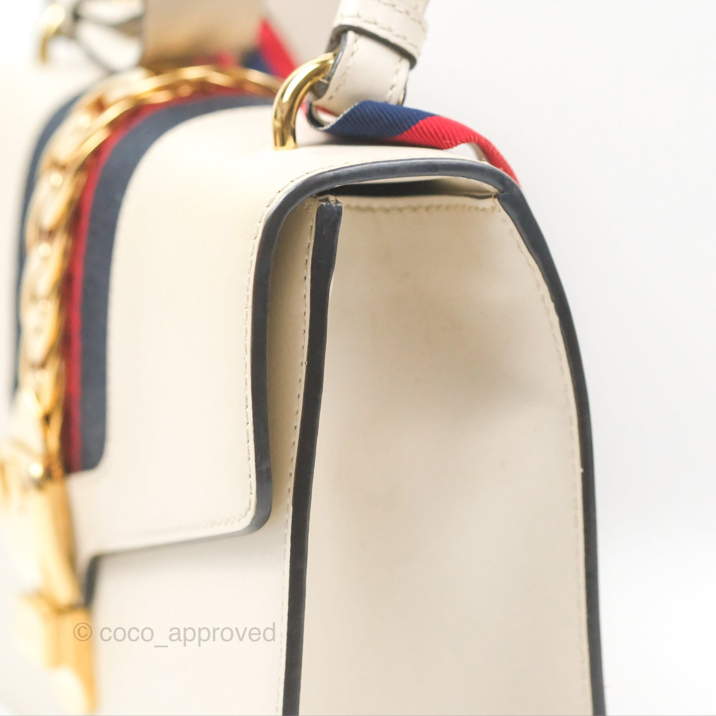 Gucci Calfskin Small Sylvie Shoulder Bag White