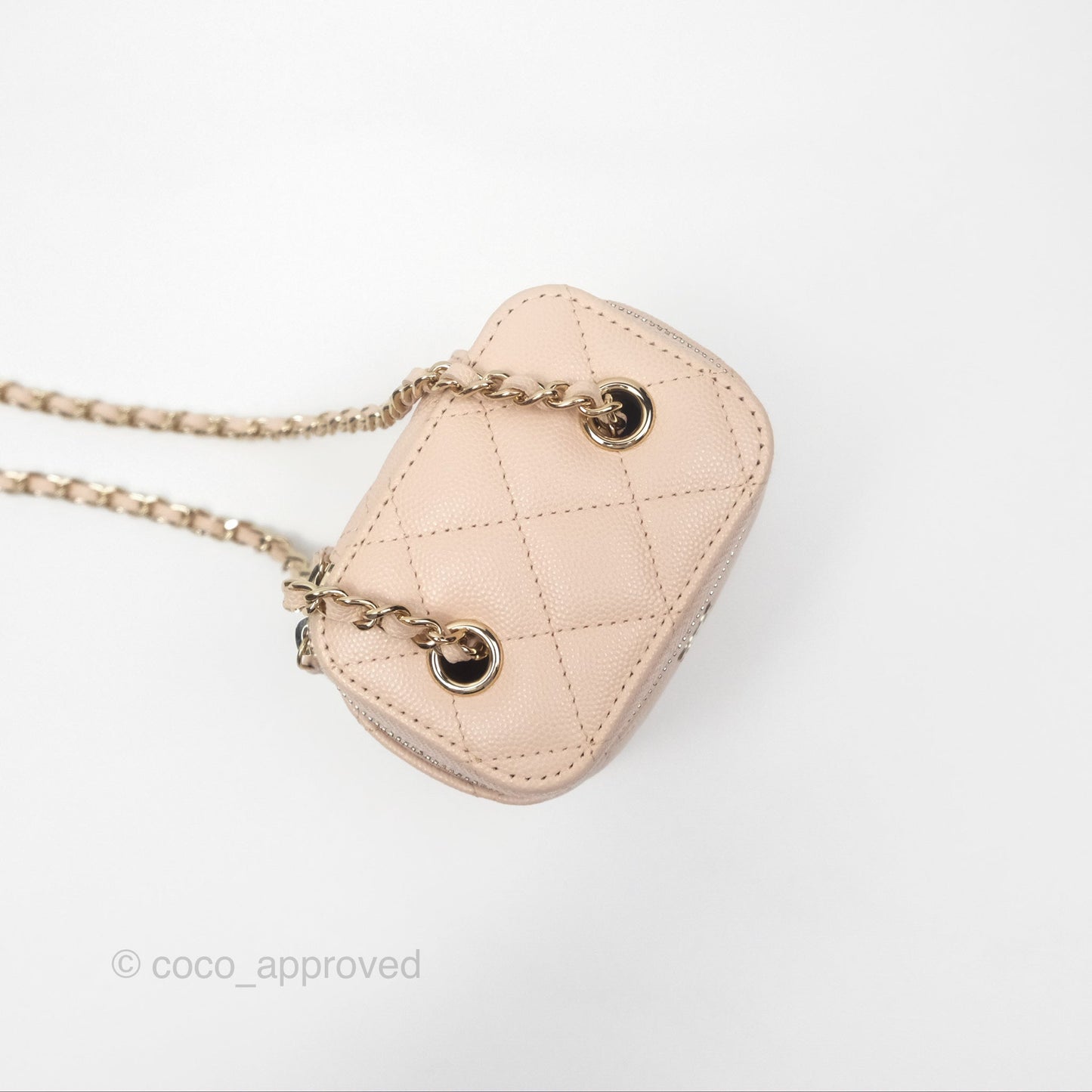 Chanel Mini Vanity With Chain Beige Pink Caviar Gold Hardware